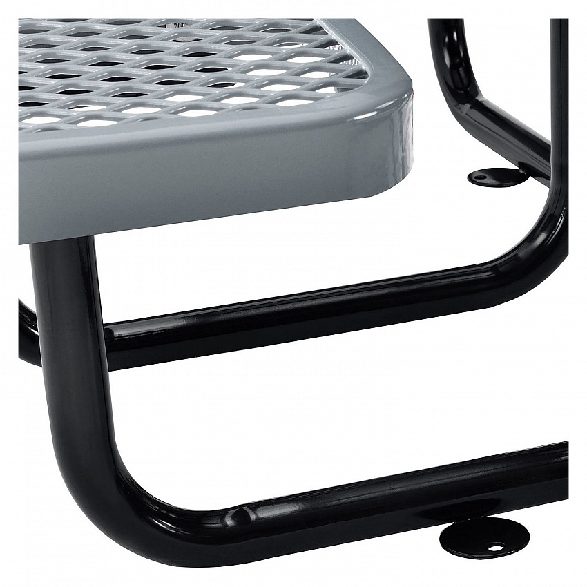 Expanded Steel Picnic Table, Round, 46" Dia x 29.5"h, Gray Top, Gray Base/Legs (277150GY)