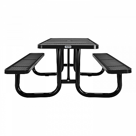 Perforated Steel Picnic Table, Rectangular, 72 x 62 x 29.5, Black Top, Black Base/Legs (694555BK)