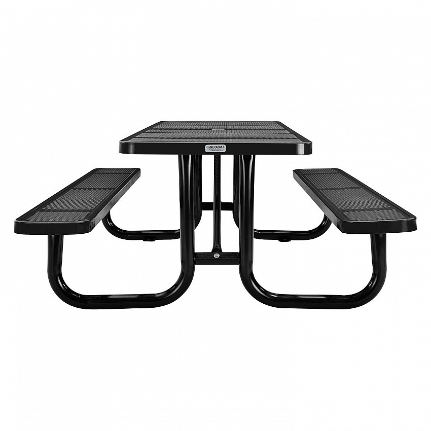 Perforated Steel Picnic Table, Rectangular, 72 x 62 x 29.5, Black Top, Black Base/Legs (694555BK)