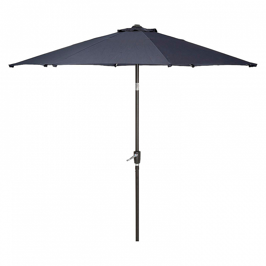 Outdoor Umbrella with Tilt Mechanism, 102" Span, 94" Long, Navy Blue Canopy, Black Handle (695328)