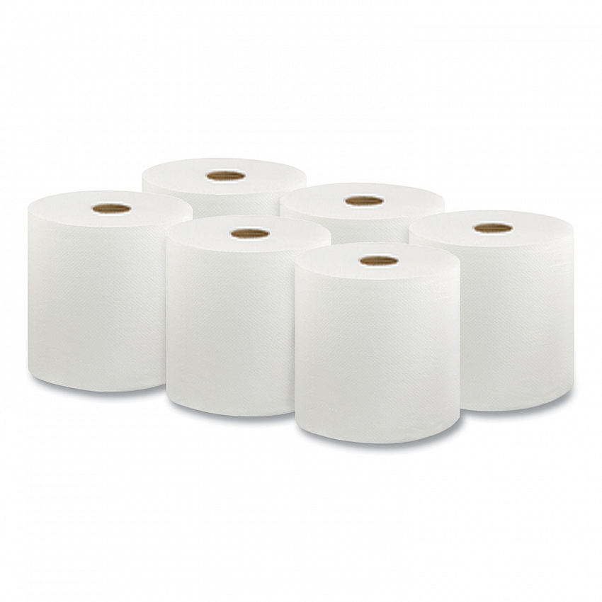 Hard Wound Roll Towel, 1-Ply, 8" x 1,000 ft, White, 6 Rolls/Carton (46528)