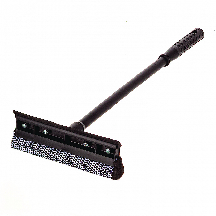 Auto Squeegee, 8" Rubber Blade, 8" Mesh Scrubber, 21" Plastic Handle with Grip, Black (AUSQ0EA)