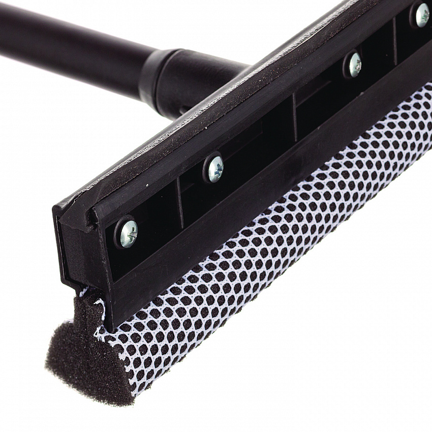 Auto Squeegee, 8" Rubber Blade, 8" Mesh Scrubber, 21" Plastic Handle with Grip, Black (AUSQ0EA)