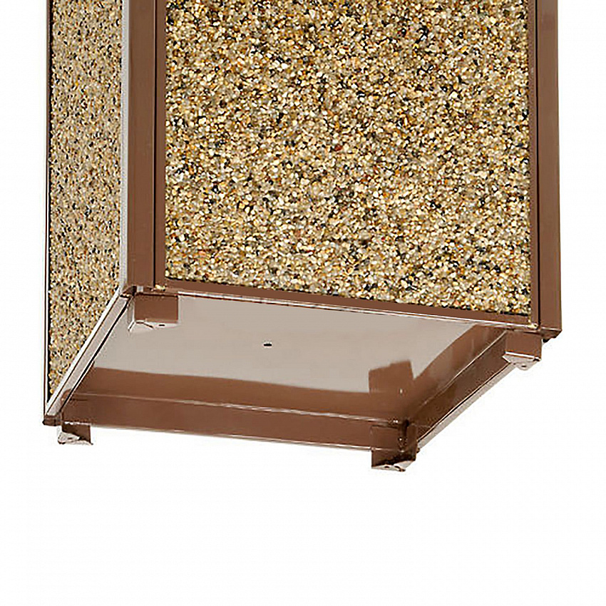 Stone Panel All Weather Trash Receptacle Urn, Open Ashtray Top, 24 gal, Steel, Brown (238243BN)