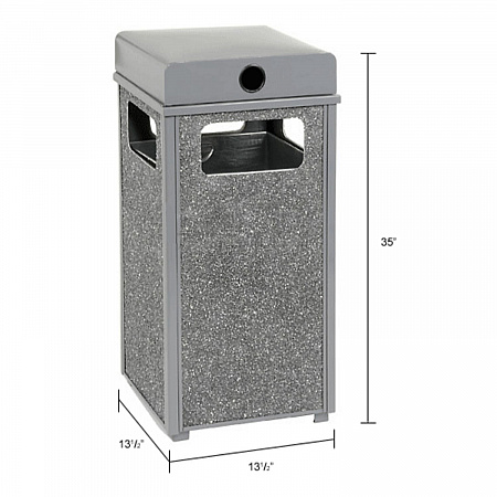 Stone Panel All Weather Trash Receptacle Urn, 12 gal, Steel, Gray (239576GY)