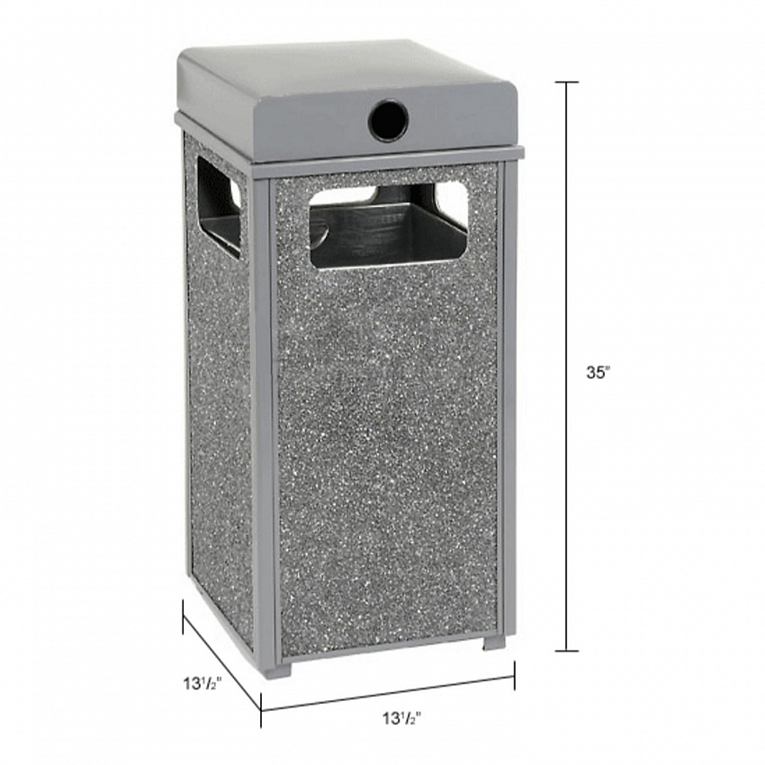 Stone Panel All Weather Trash Receptacle Urn, 12 gal, Steel, Gray (239576GY)