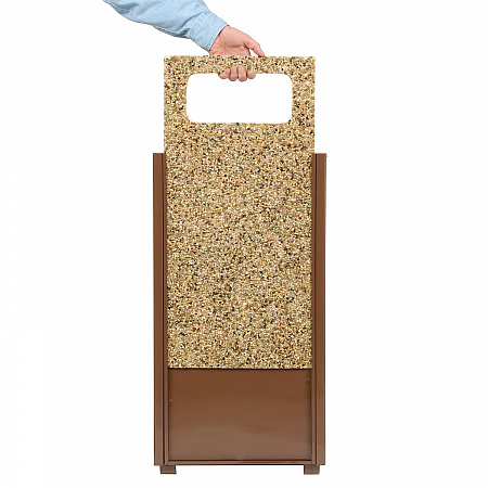 Stone Panel All Weather Trash Receptacle Urn, 24 gal, Steel, Brown (238241BN)