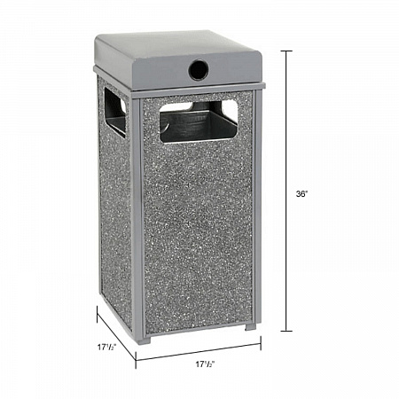 Stone Panel All Weather Trash Receptacle Urn, 24 gal, Steel, Gray (238241GY)