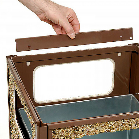Stone Panel All Weather Trash Receptacle Urn, 12 gal, Steel, Brown (239576BN)