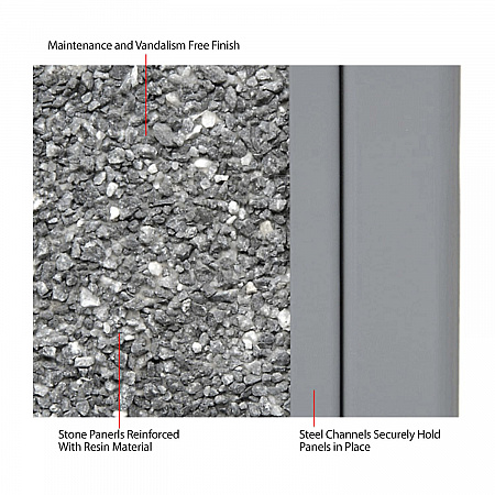 Stone Panel All Weather Trash Receptacle Urn, 12 gal, Steel, Gray (239576GY)