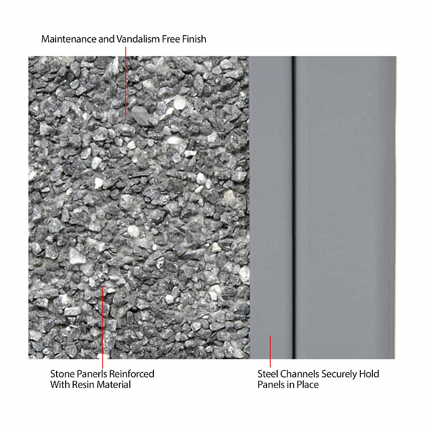 Stone Panel All Weather Trash Receptacle Urn, 12 gal, Steel, Gray (239576GY)