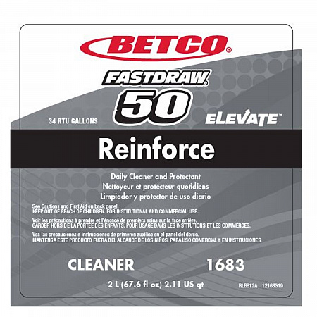 Reinforce FastDraw Floor Cleaner and Protectant, Lemon Scent, 2 L Bottle, 4/Carton (16834700)