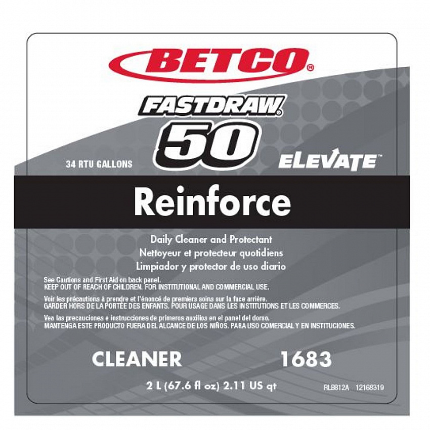Reinforce FastDraw Floor Cleaner and Protectant, Lemon Scent, 2 L Bottle, 4/Carton (16834700)