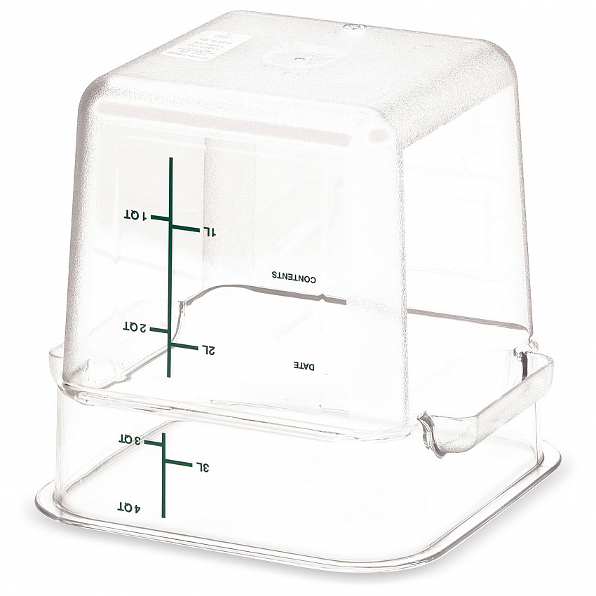 Squares Polycarbonate Food Storage Container, 4 qt, 7.13 x 7.13 x 7.29, Clear, Plastic (1195107)