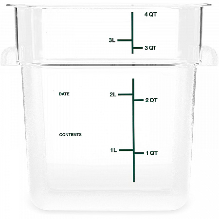 Squares Polycarbonate Food Storage Container, 4 qt, 7.13 x 7.13 x 7.29, Clear, Plastic (1195107)