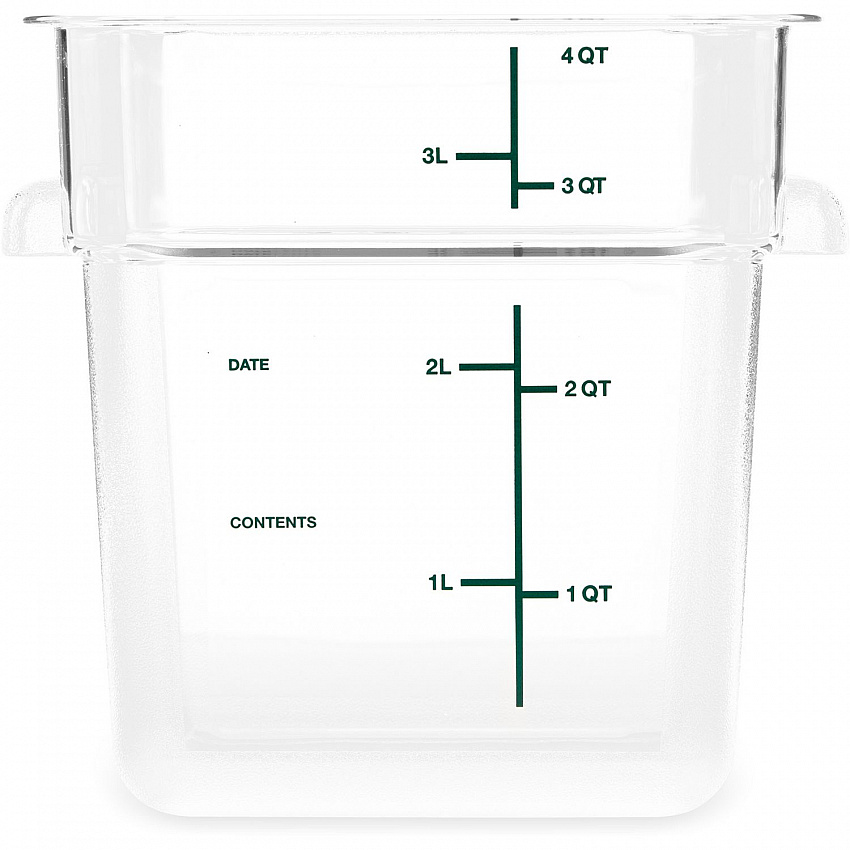 Squares Polycarbonate Food Storage Container, 4 qt, 7.13 x 7.13 x 7.29, Clear, Plastic (1195107)