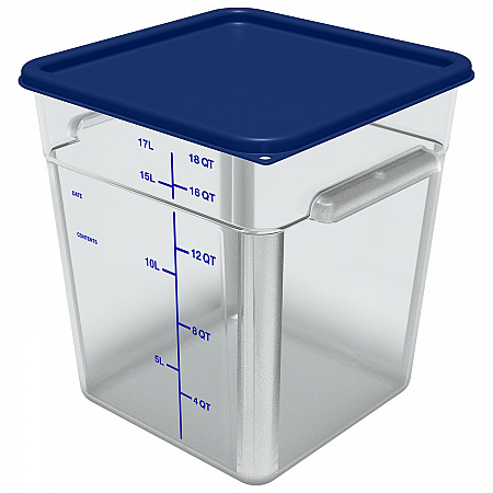 Squares Polycarbonate Food Storage Container, 18 qt, 11 13 x 11.13 x 12.58, Clear, Plastic (1195507)
