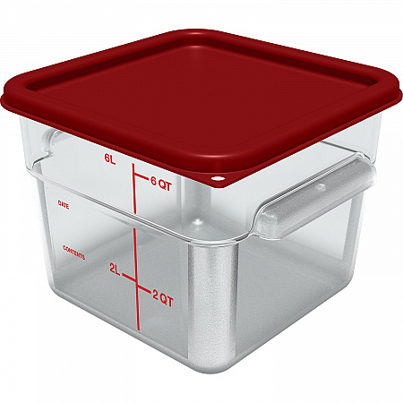 Squares Polycarbonate Food Storage Container, 6 qt, 8.75 x 8.75 x 7.31, Clear, Plastic (1195207)
