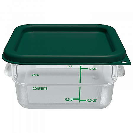 Squares Polycarbonate Food Storage Container, 2 qt,  7.13 x 7.13 x  3.8, Clear, Plastic (1195007)