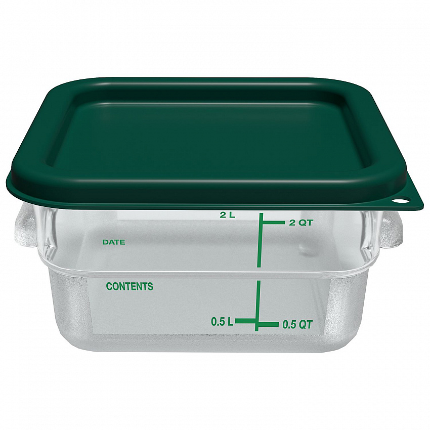 Squares Polycarbonate Food Storage Container, 2 qt,  7.13 x 7.13 x  3.8, Clear, Plastic (1195007)