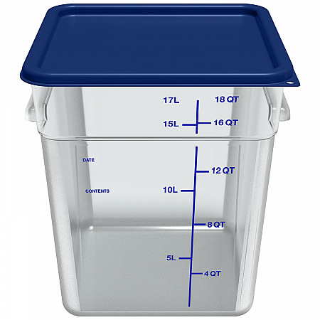 Squares Polycarbonate Food Storage Container, 18 qt, 11 13 x 11.13 x 12.58, Clear, Plastic (1195507)