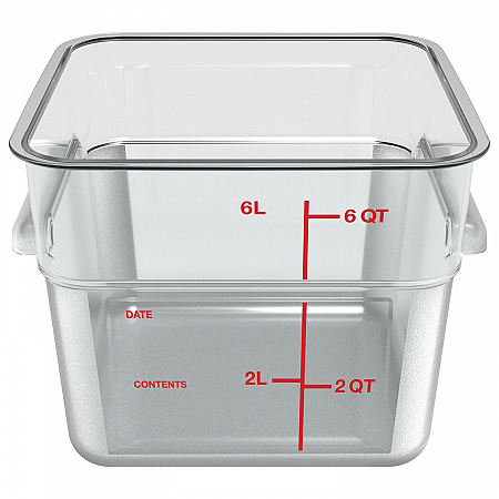 Squares Polycarbonate Food Storage Container, 6 qt, 8.75 x 8.75 x 7.31, Clear, Plastic (1195207)