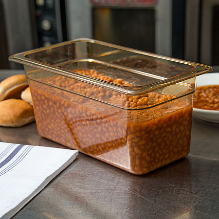 StorPlus High Heat Food Pan, 5.7 qt, 12.75 x 12.75 x 6, Amber, Plastic (3086213)