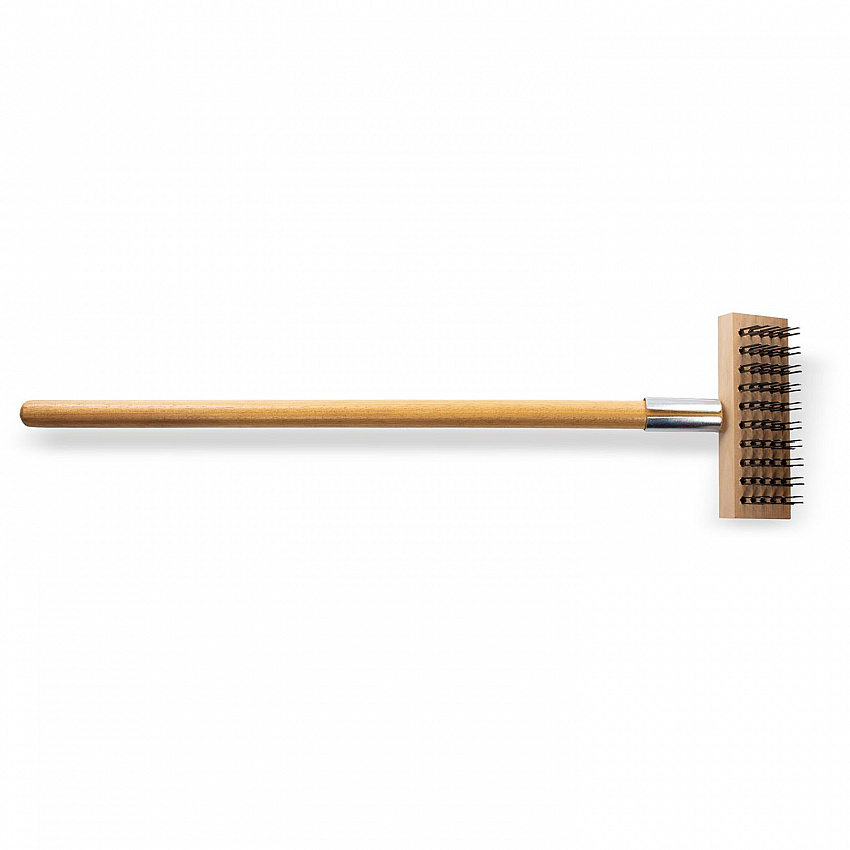Sparta Broiler Master Grill Brush and Scraper with Handle, Metal Bristles, 30"  Natural Wood Handle (36372500)