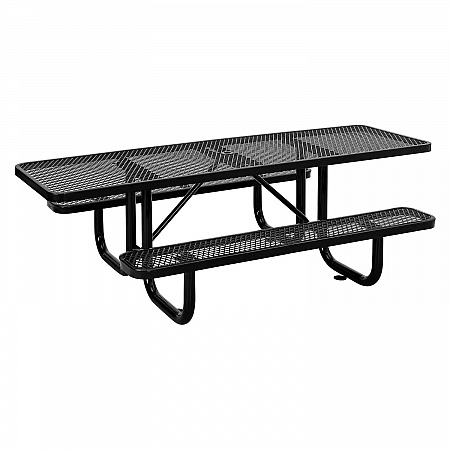 ADA Compliant Expanded Steel Picnic Table, Rectangular, 96 x 60 x 29.5, Black Top and Base (695289BK)