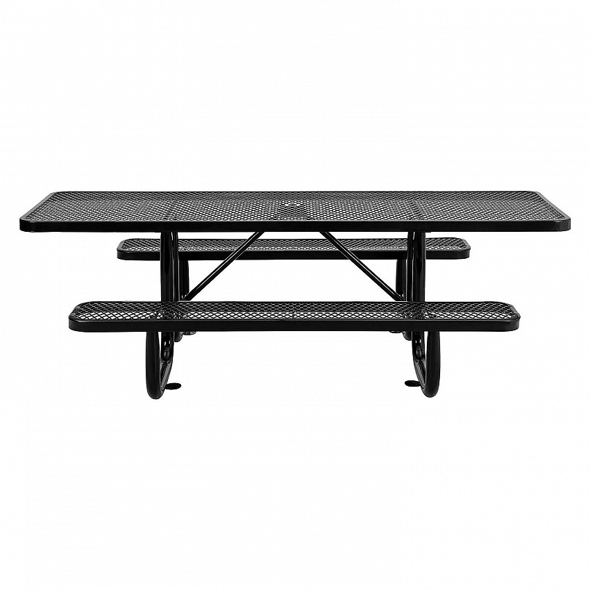 ADA Compliant Expanded Steel Picnic Table, Rectangular, 96 x 60 x 29.5, Black Top and Base (695289BK)