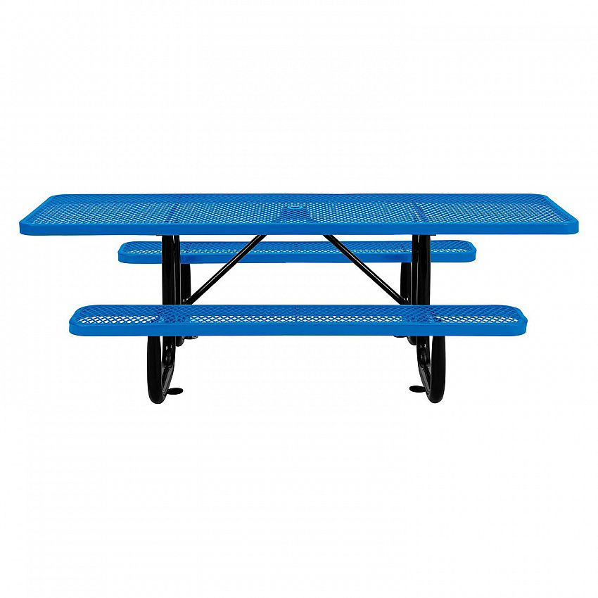 ADA Compliant Expanded Steel Picnic Table, Rectangular, 96 x 60 x 29.5, Blue Top and Base (695289BL)