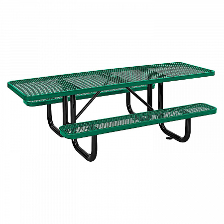 ADA Compliant Expanded Steel Picnic Table, Rectangular, 96 x 60 x 21.5, Green Top and Base (695289GN)