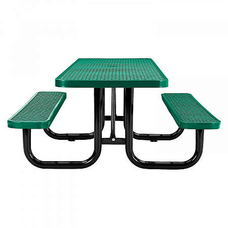 ADA Compliant Expanded Steel Picnic Table, Rectangular, 96 x 60 x 21.5, Green Top and Base (695289GN)
