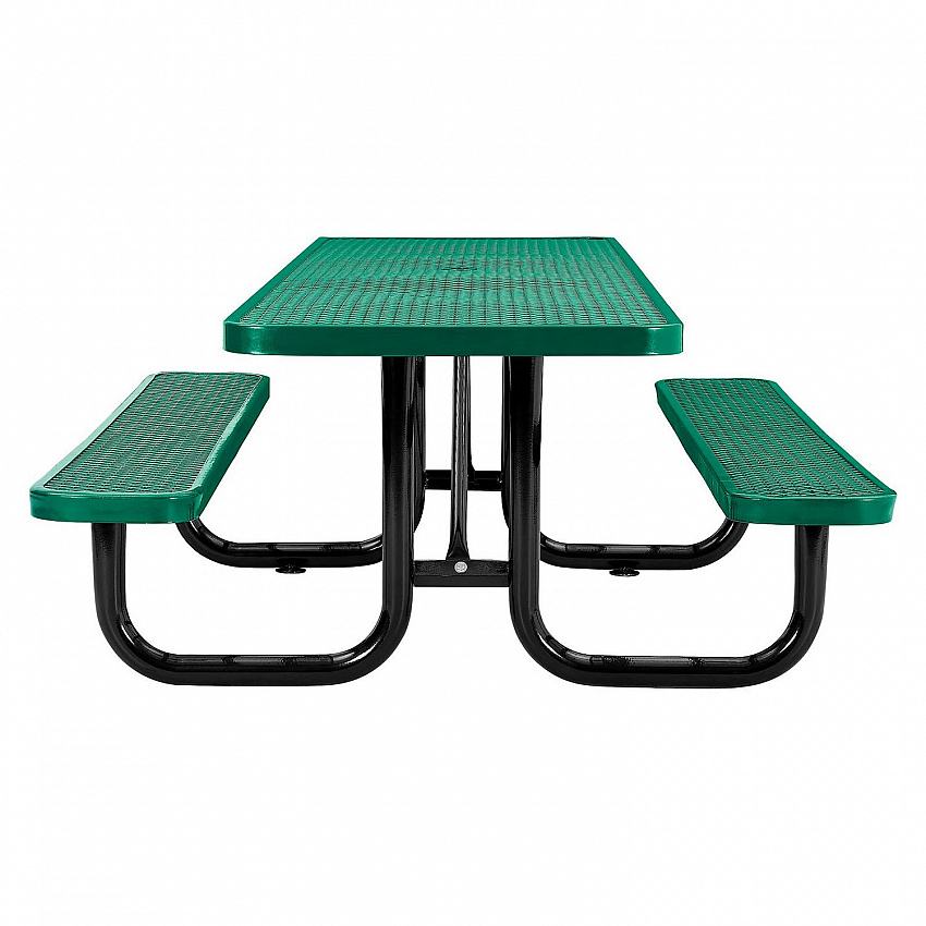 ADA Compliant Expanded Steel Picnic Table, Rectangular, 96 x 60 x 21.5, Green Top and Base (695289GN)