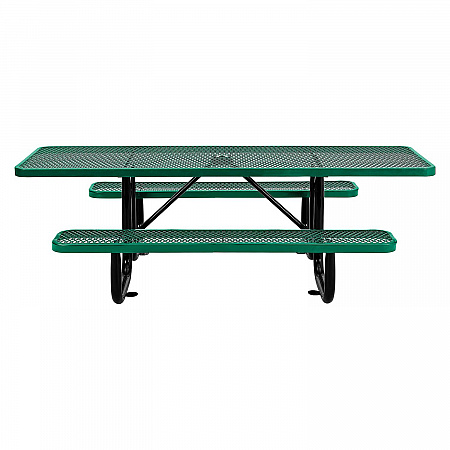 ADA Compliant Expanded Steel Picnic Table, Rectangular, 96 x 60 x 21.5, Green Top and Base (695289GN)