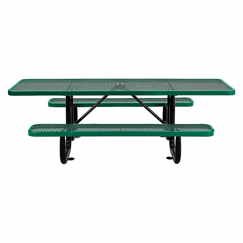 ADA Compliant Expanded Steel Picnic Table, Rectangular, 96 x 60 x 21.5, Green Top and Base (695289GN)