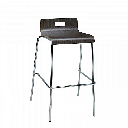 Pedestal Bistro Table with Four Espresso Jive Series Barstools, Square, 36 x 36 x 41, Designer White (811774039901)