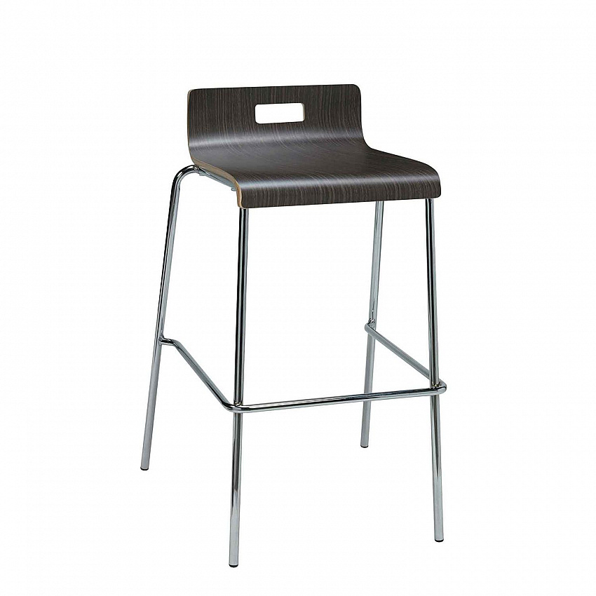 Pedestal Bistro Table with Four Espresso Jive Series Barstools, Square, 36 x 36 x 41, Designer White (811774039901)