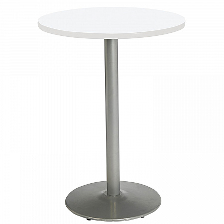 Pedestal Bistro Table with Four Light Gray Kool Series Barstools, Round, 36