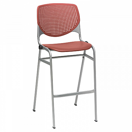 Pedestal Bistro Table with Four Coral Kool Series Barstools, Round, 36