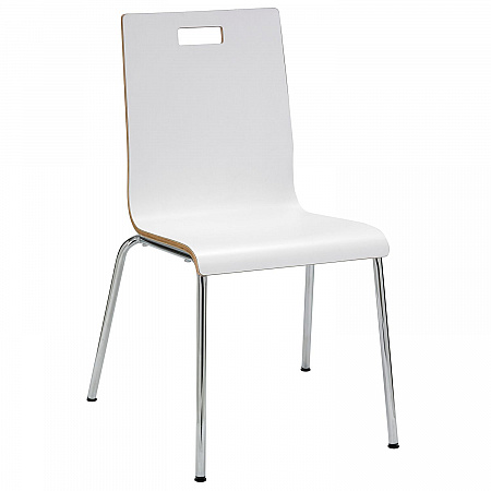 Pedestal Table with Four White Jive Series Chairs, Round, 36