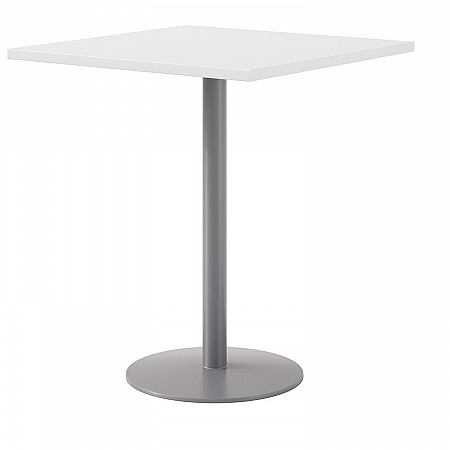 Pedestal Bistro Table with Four Natural Jive Series Barstools, Square, 36 x 36 x 41, Designer White (811774039895)