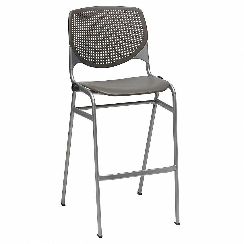 Pedestal Bistro Table with Four Brownstone Kool Series Barstools, Round, 36" Dia x 41h, Designer White (811774037129)