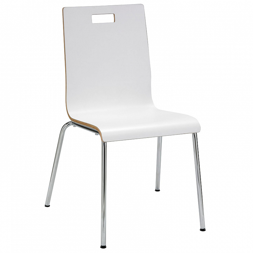 Pedestal Table with Four White Jive Series Chairs, Round, 36" Dia x 29h, Walnut (810389025088)