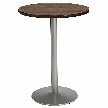Pedestal Bistro Table with Four White Kool Series Barstools, Round, 36