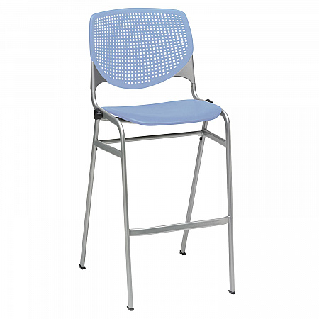 Pedestal Bistro Table with Four Periwinkle Kool Series Barstools, Round, 36