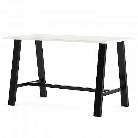 Midtown Bistro Dining Table with Four Lime Green Kool Barstools, 36 x 72 x 41, Designer White (840031900609)