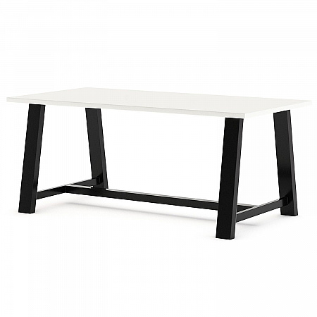 Midtown Bistro Dining Table with Four Navy Kool Barstools, 36 x 72 x 41, Designer White (840031900548)