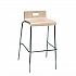 Pedestal Bistro Table with Four Natural Jive Series Barstools, Square, 36 x 36 x 41, Studio Teak (811774039925)
