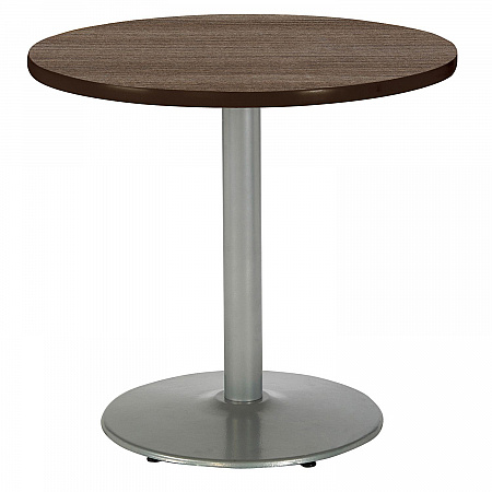 Pedestal Table with Four Sky Blue Kool Series Chairs, Round, 36